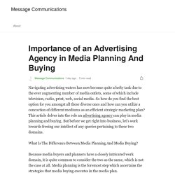 Importance of an Advertising Agency in Media Planning And Buying