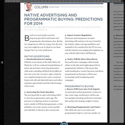 Native Advertising and Programmatic Buying: Predictions for 2014
