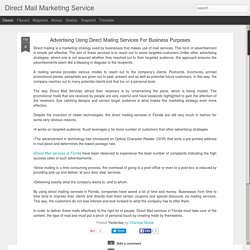 Direct Mail Marketing Service: Advertising Using Direct Mailing Services For Business Purposes
