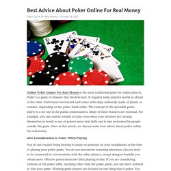 Best Advice About Poker Online For Real Money