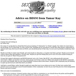 Advice on BDSM from Tamar Kay
