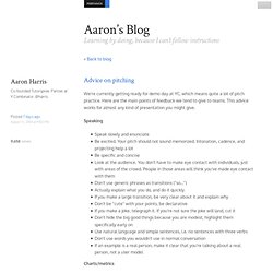 Advice on pitching - Aaron's Blog