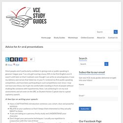 Advice for A+ oral presentations – VCE Study Guides