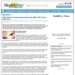 Instar a los asesores de la FDA dosis infantil para niños Calmantes 'fiebre de venta libre