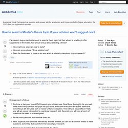 How to select a Master's thesis topic if your advisor won't suggest one? - Academia Stack Exchange