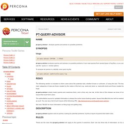 pt-query-advisor — Percona Toolkit Documentation