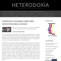 Community Manager, MARC (Men Advocating Real Change)