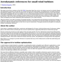Aerodynamic references for small wind turbines
