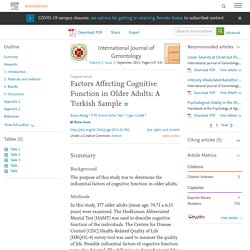 Factors Affecting Cognitive Function in Older Adults: A Turkish Sample