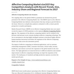 Affective Computing Market size2021 Key Competitors Analysis with Recent Trends, Size, Industry Share and Regional Forecast to 2027 – Telegraph