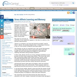 Stress Affects Learning and Memory