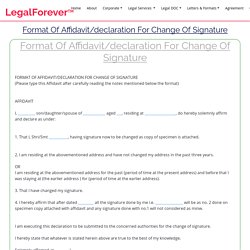 Format Of Affidavit Or Declaration For Change Of Signature