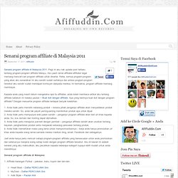Senarai program affiliate di Malaysia 2011