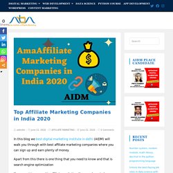 Top Affiliate Marketing Companies in India 2020