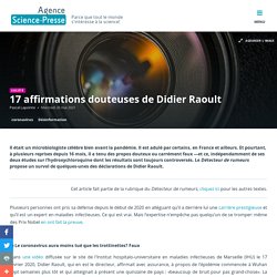 17 affirmations douteuses de Didier Raoult