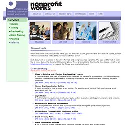 Downloads - Nonprofit Works Inc. (Affordable expertise in grant writing, Web development, Web design, Web hosting, computer training, planning)
