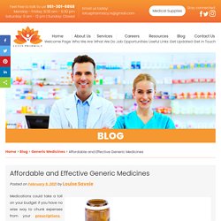 Affordable and Effective Generic Medicines