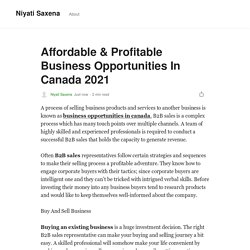 Affordable & Profitable Business Opportunities In Canada 2021