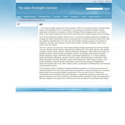 AFI / THE ASIAN FORESIGHT INSTITUTE - The Asian Foresight Institute
