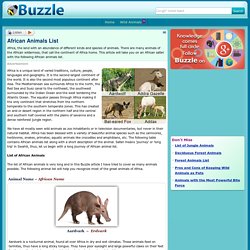 African Animals List