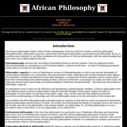 African Philosophy