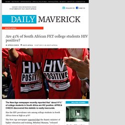 Are 41% of South African FET college students HIV positive?