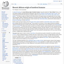 Recent African origin of modern humans