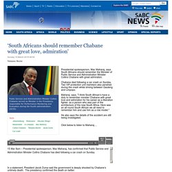 ‘South Africans should remember Chabane with great love, admiration:Sunday 15 March 2015