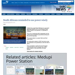 South Africans reminded to use power wisely:Friday 28 August 2015