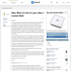 Mac Mini 3,1 fan 0 rpm after I install SSD - Mac Mini Model A1283