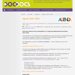 Agenda 2018-2019 Petit aide-mémoire des manifestations à l’usage des établissements scolaires 2018-2019