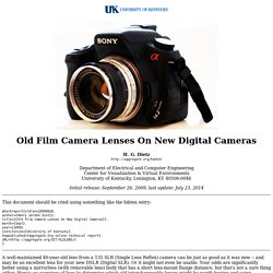 The Aggregate: Old Film Camera Lenses On New Digital Cameras