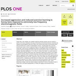 Increased aggression and reduced aversive learning in honey bees exposed to extremely low frequency electromagnetic fields