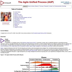 The Agile Unified Process (AUP) Home Page