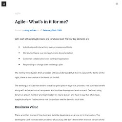 Agile - What's in it for me? : Andy Jeffries : Ruby on Rails, MySQL and jQuery Developer