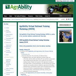 AGRIBILITY 29/01/20 AgrAbility Virtual National Training Workshop (VNTW) - Low-Tech Assistive Technology for Farmers Worldwide