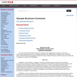 Sample Contracts - Founders' Agreement - IntraLase Corp., Ronald M. Kurtz, Jennifer Simpson and Tibor Juhasz - Business Agreements