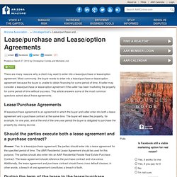 Lease/purchase and Lease/option Agreements