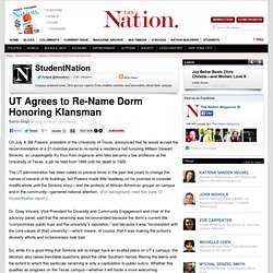 UT Agrees to Re-Name Dorm Honoring Klansman