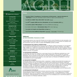 AGRH - Association Francophone de Gestion des Ressources Humaines
