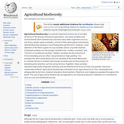 Agricultural biodiversity