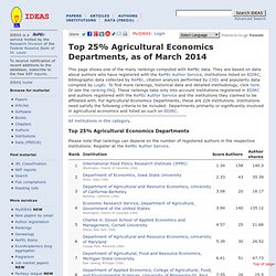 Rankings at IDEAS: Agricultural Economics Departments