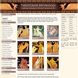Agricultural & Mystery Gods of Greek Mythology