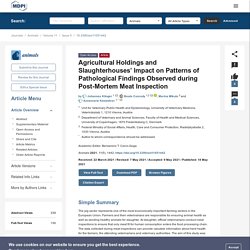 ANIMALS 18/05/21 Agricultural Holdings and Slaughterhouses’ Impact on Patterns of Pathological Findings Observed during Post-Mortem Meat Inspection