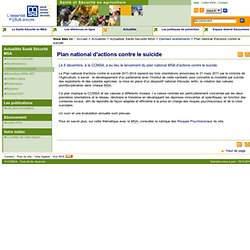 Santé et Sécurité en agriculture de la MSA - Actualités - Plan national d'actions contre le suicide