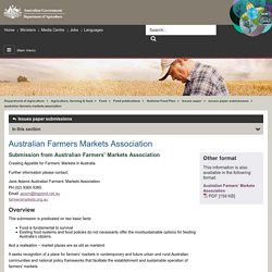 Department of Agriculture Australian Farmers Markets Association