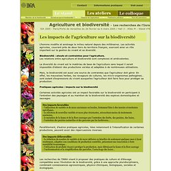 L'INRA au SIA 2005 - Agriculture et biodiversité - Impacts de l'agriculture sur la biodiversité