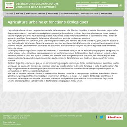 Agriculture urbaine et fonctions écologiques - Agriculture urbaine IDF