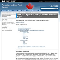 2011-2012 Agriculture and Agri-Food Market Access Report - Agriculture and Agri-Food Canada (AAFC)