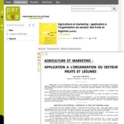 Agriculture et marketing : application à l'organisation du secteur des fruits et légumes